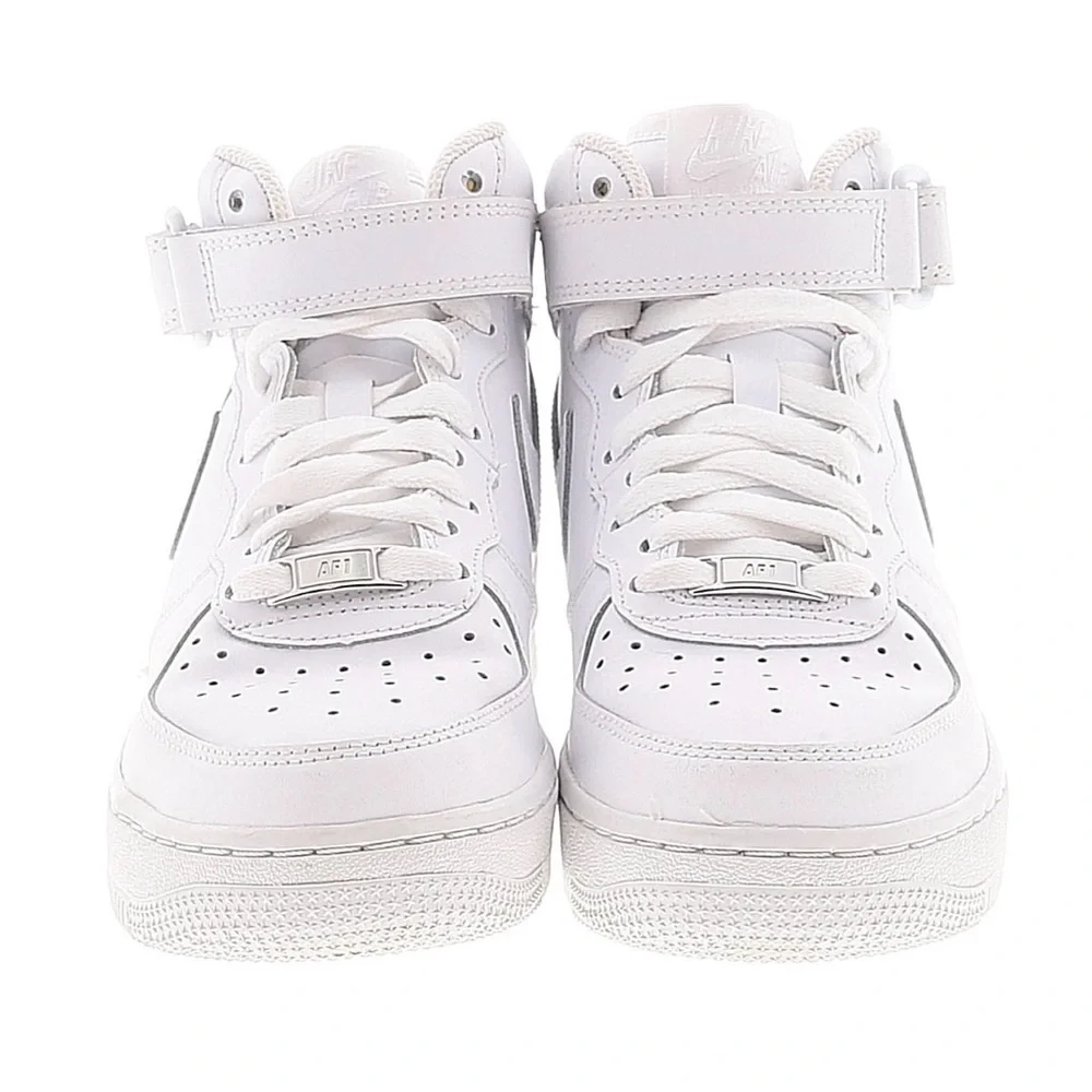 Nike Air Force 1 LE Mid Triple White 4.5 GS youth Kids Boys EUC W Box Tried On